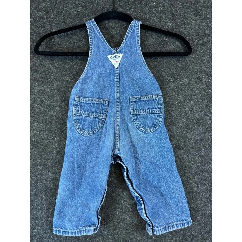 Vintage OshKosh Bgosh Denim Overalls 12 Months Made in USA Blue Vestbak 3511 F